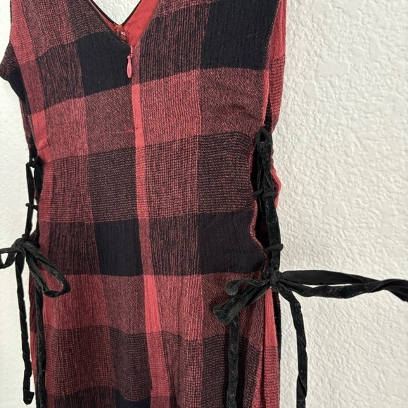 Ett:twa Anthropologie Women's Size 2 Black/Red Plaid Wide Leg Romper - Picture 6 of 7